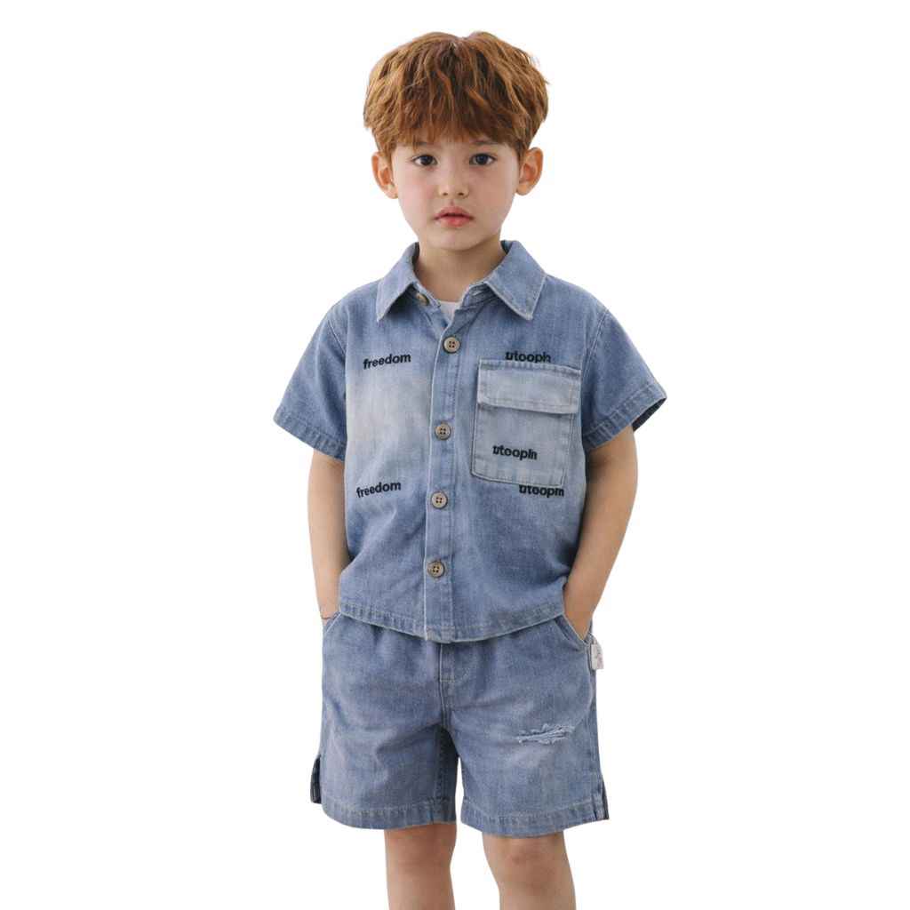 Light Blue Boys Denim Track Suit (A-4054)