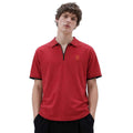 Blood Red Self Lining Johnny Collar V-Neck Polo (A-4436)