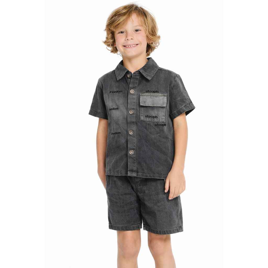 Grey Denim Boys Track Suit (A-4055)