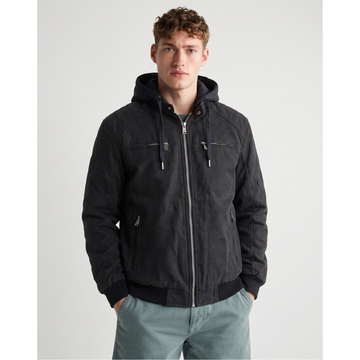 Black Synthetic Leather Jacket (A-5328)