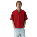 Blood Red Self Lining Johnny Collar V-Neck Polo (A-4436)