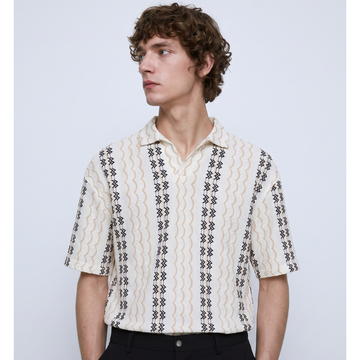 Self Texture V-Neck Trend Polo (A-5041)