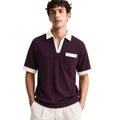 Off White Collar Self Lining Purple Johnny Collar Polo (A-4409)