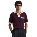 Off White Collar Self Lining Purple Johnny Collar Polo (A-4409)