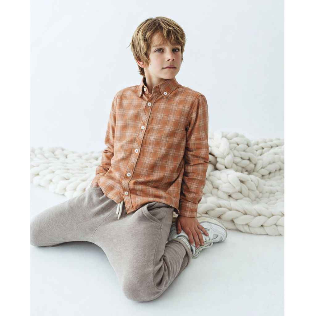 Light Orange Boys Checkered Shirt (A-1827)