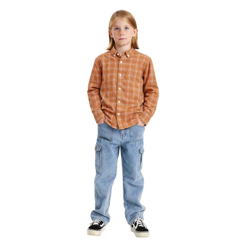 Light Orange Boys Checkered Shirt (A-1827)
