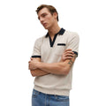 Cream Color V-Neck Johnny Collar Self Lining Polo (A-4409)