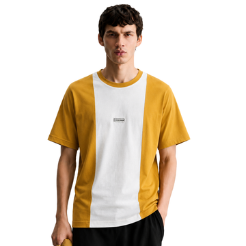 Orange & White Contrast Color Lemon Denim Round Neck T-shirt (A-3588)