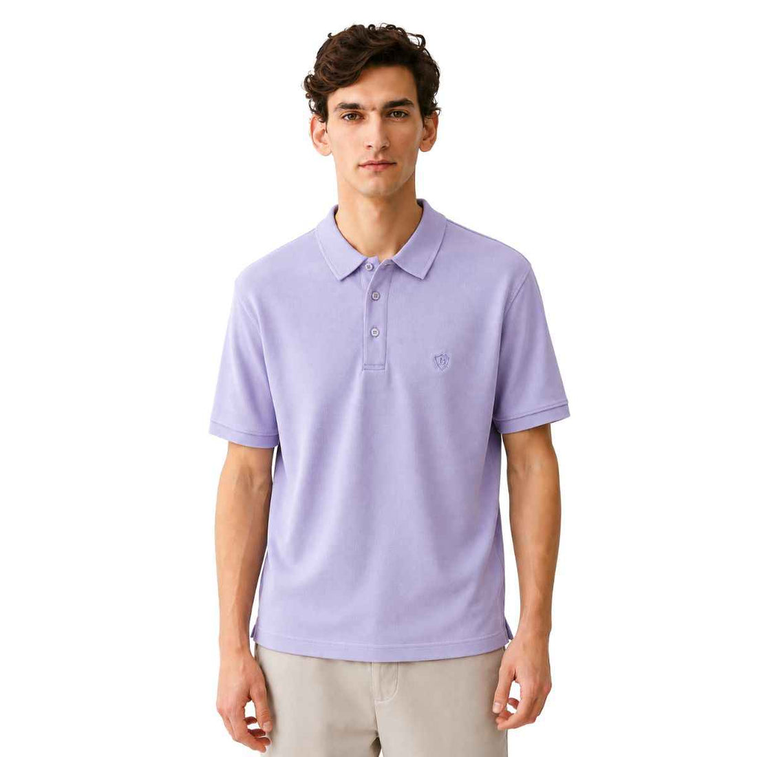 Light Purple Honey Cumb Fabric Polo (A-3405)