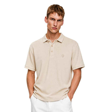 Beige Color Honey Cumb Fabric Self Texture Polo (A-3405)