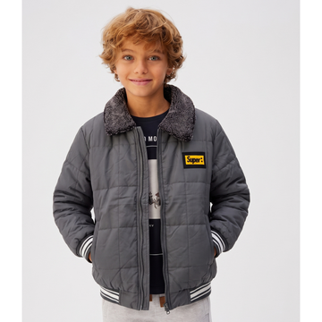Grey Puffer Sharpa Collar Jacket (A-5320)