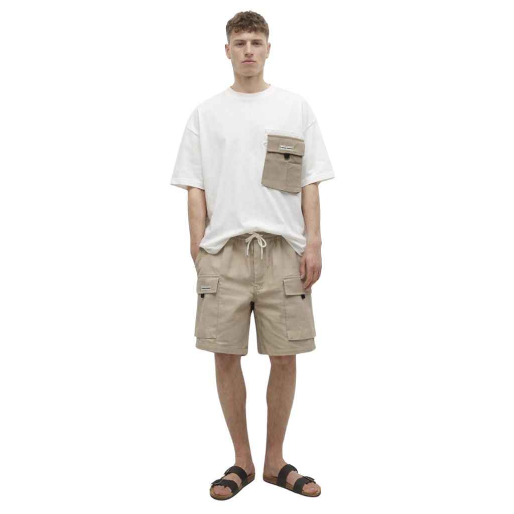 Mens Down shoulder White Contrast T-shirt (A-3619)