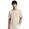 Beige Color Honey Cumb Fabric Self Texture Polo (A-3405)