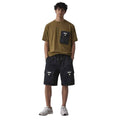 Black Self Texture Loose Fit Short (A-3618)