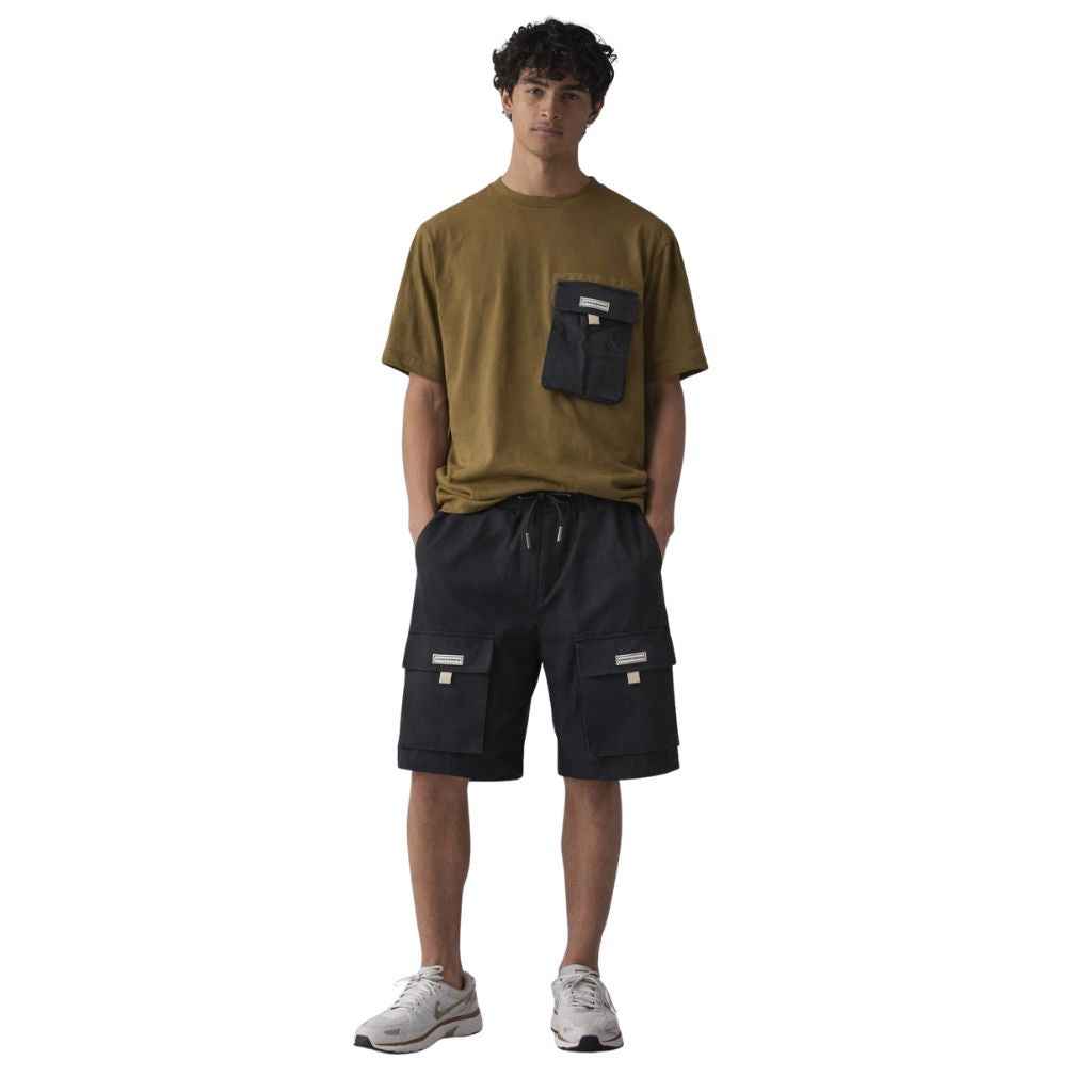 Black Self Texture Loose Fit Short (A-3618)
