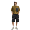Black Self Texture Loose Fit Short (A-3618)
