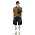 Mustard Black Down Shoulder Contrast T-Shirt (A-3617)