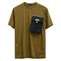 Mustard Black Down Shoulder Contrast T-Shirt (A-3617)