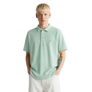 Sea Green Color Self Texture Honey Cumb Fabric Polo (A-3405)
