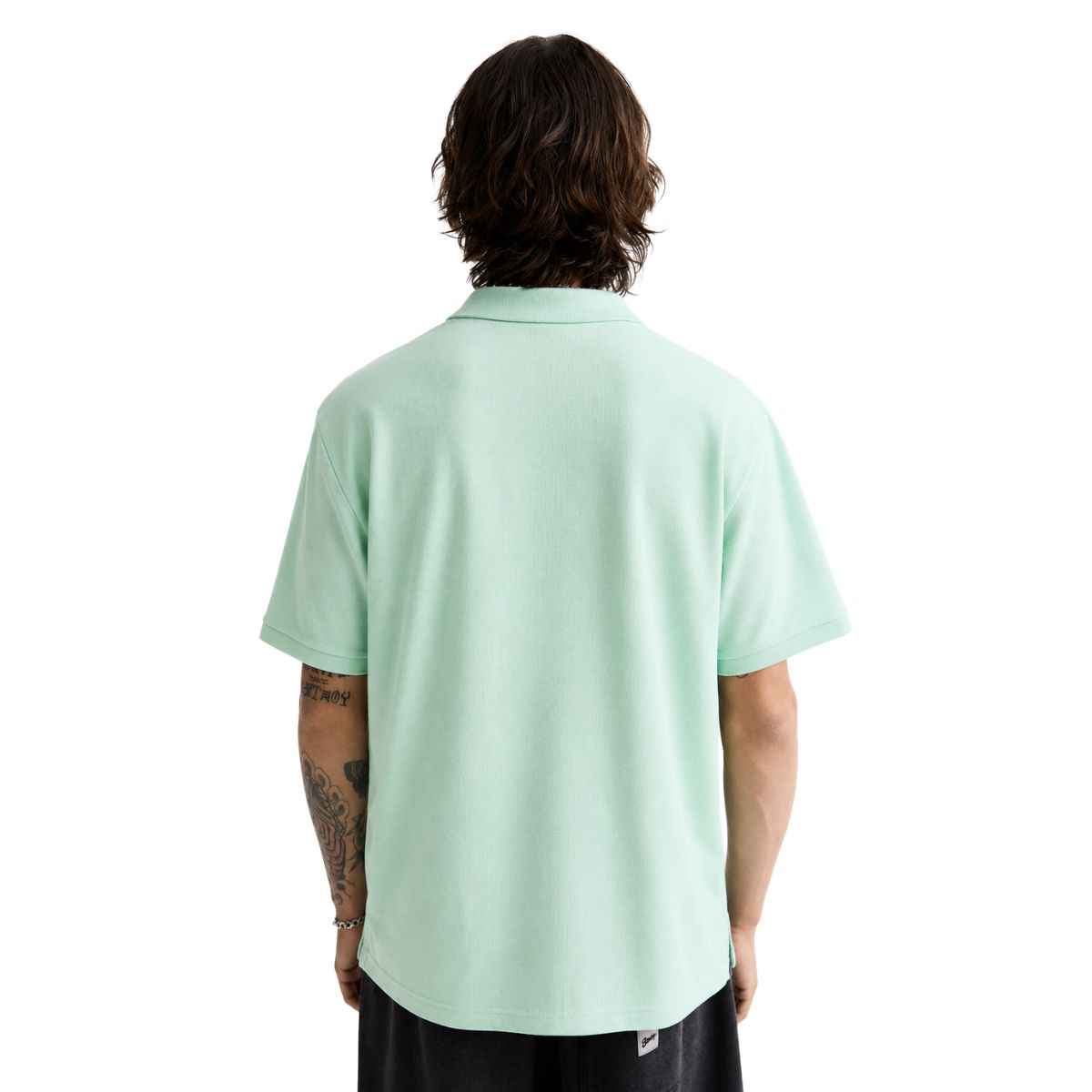 Sea Green Color Self Texture Honey Cumb Fabric Polo (A-3405)