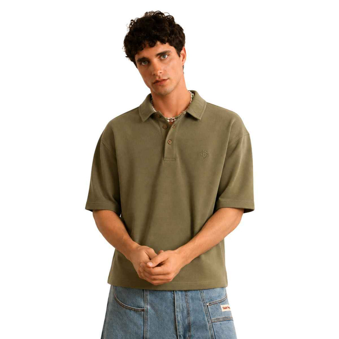 Dusty Olive Honey Cumb Fabric Mens Polos (A-3405)
