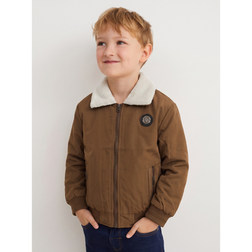 Dark Brown Synthetic Leather Boys Jacket (A-5314)