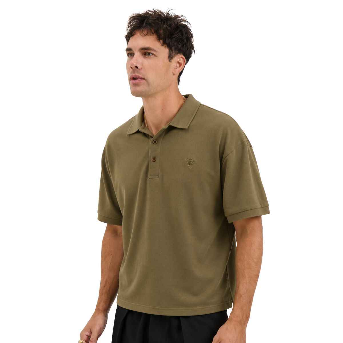 Dusty Olive Honey Cumb Fabric Mens Polos (A-3405)