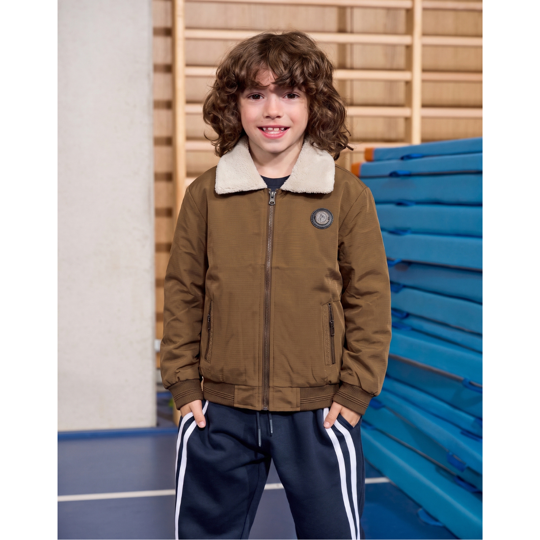 Dark Brown Synthetic Leather Boys Jacket (A-5314)