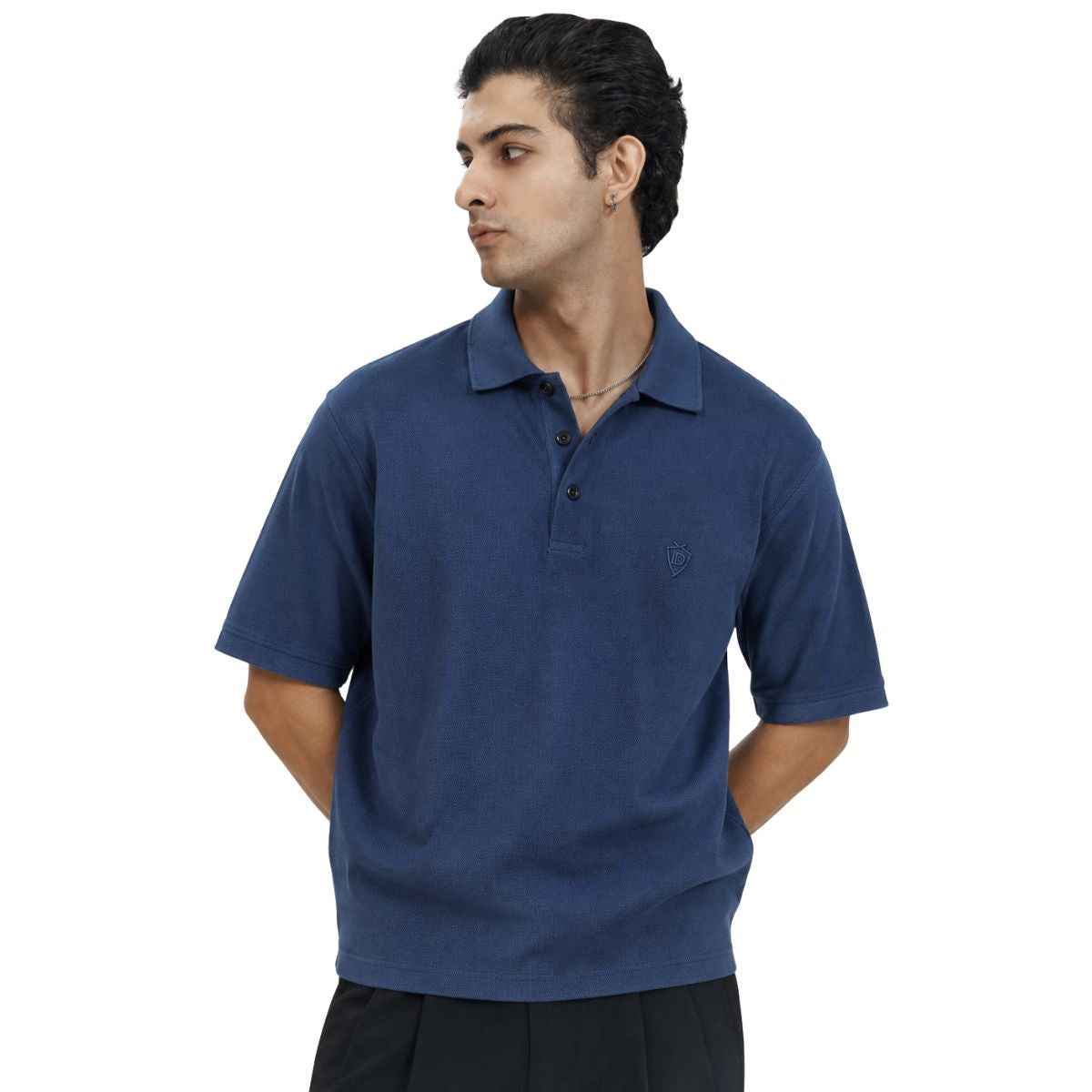 Ink Blue Honey Cumb Fabric Polo (A-3405)