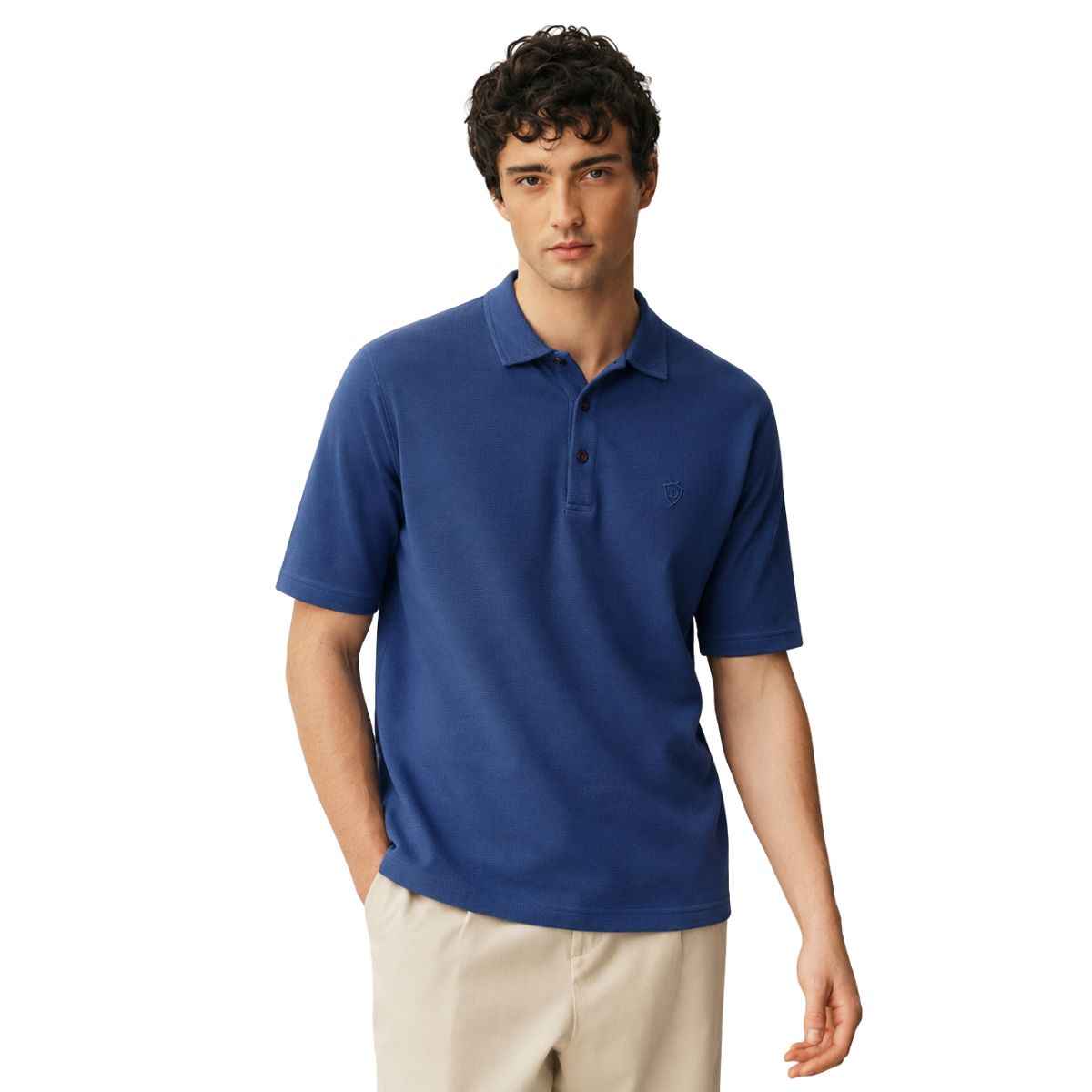 Ink Blue Honey Cumb Fabric Polo (A-3405)