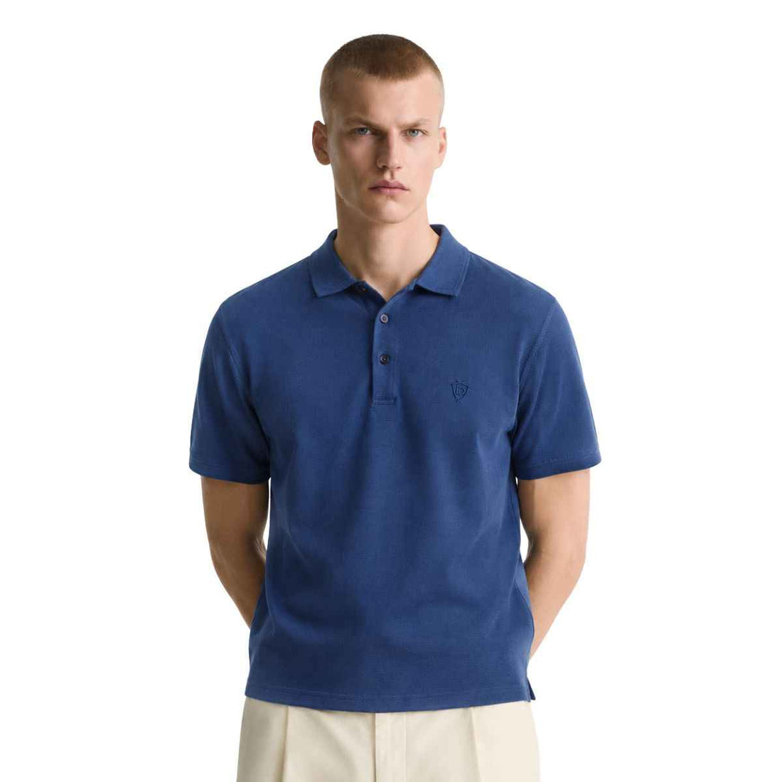Ink Blue Honey Cumb Fabric Polo (A-3405)