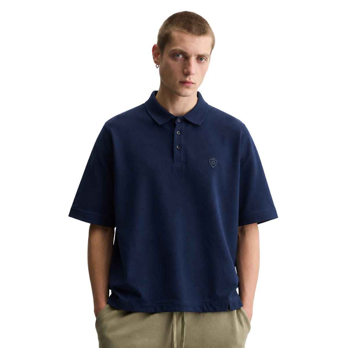 Navy Blue Honey Cumb Fabric Polo (A-3405)