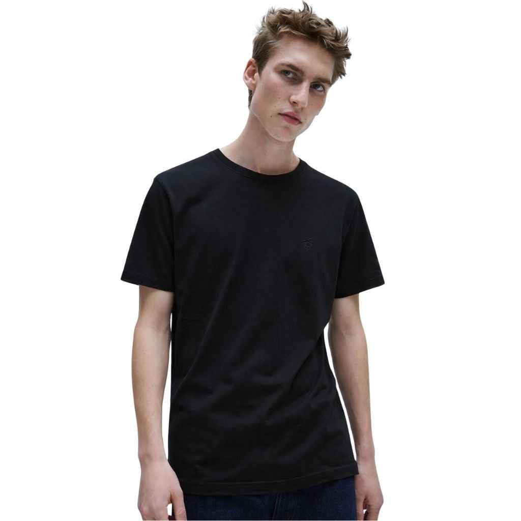 Dark Black Color Lemon Denim Mens Basic Tee (A-3410)