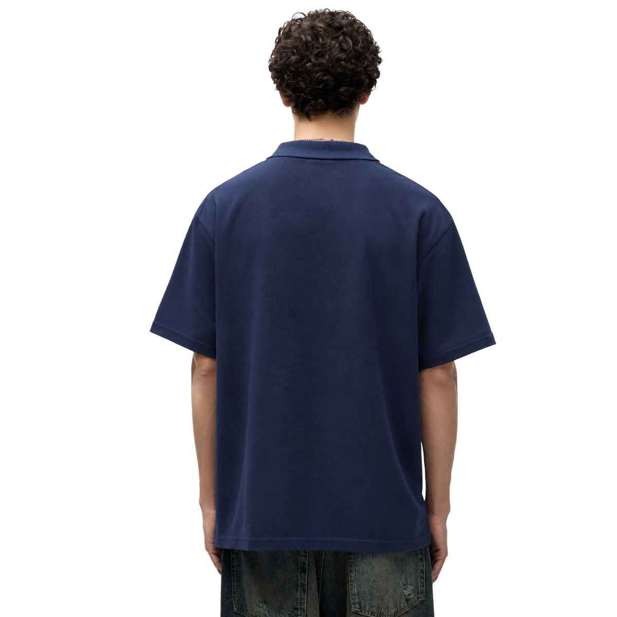 Navy Blue Honey Cumb Fabric Polo (A-3405)
