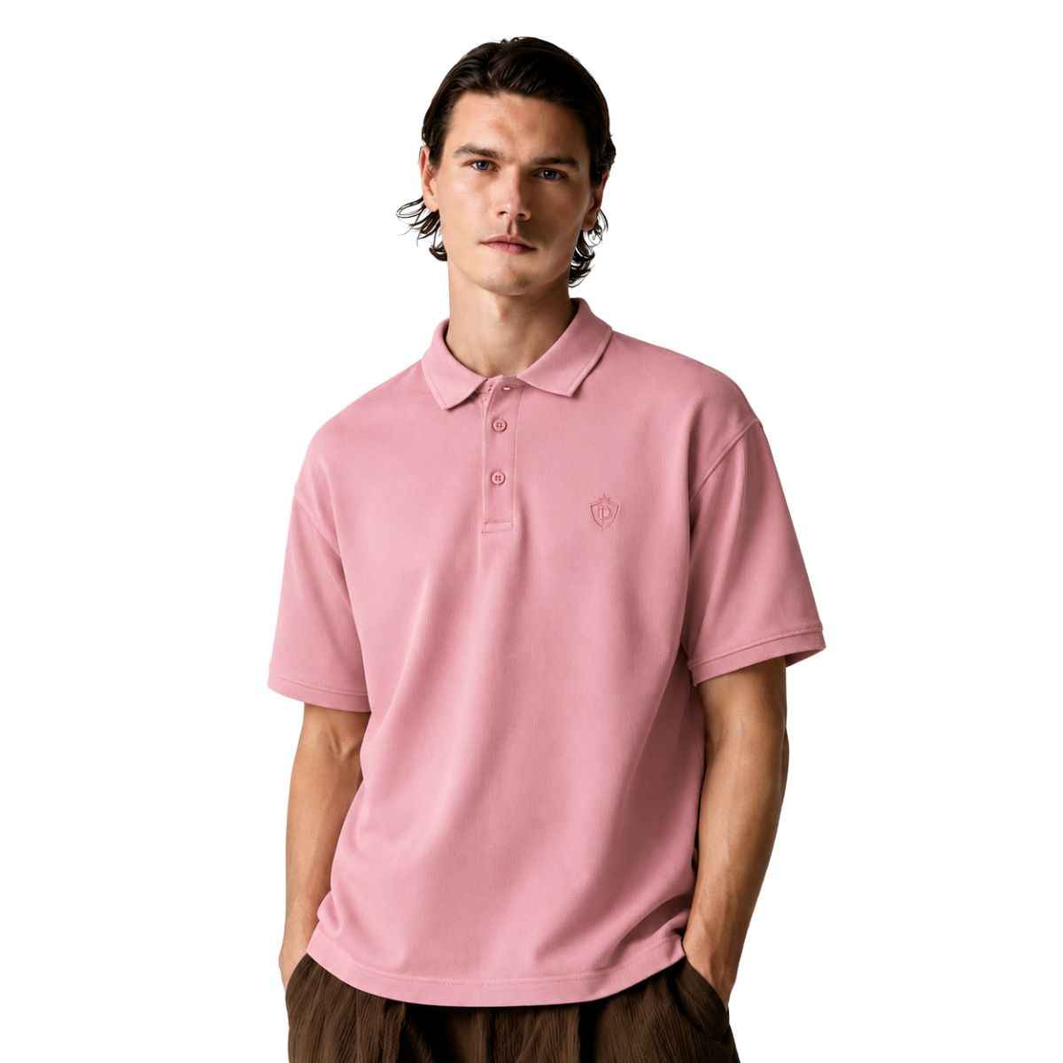 Pink Mens Honey Cumb Fabric Polo (A-3405)