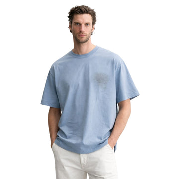 Sky Blue Front & Back Printed Oversized T-shirt (A-4206)