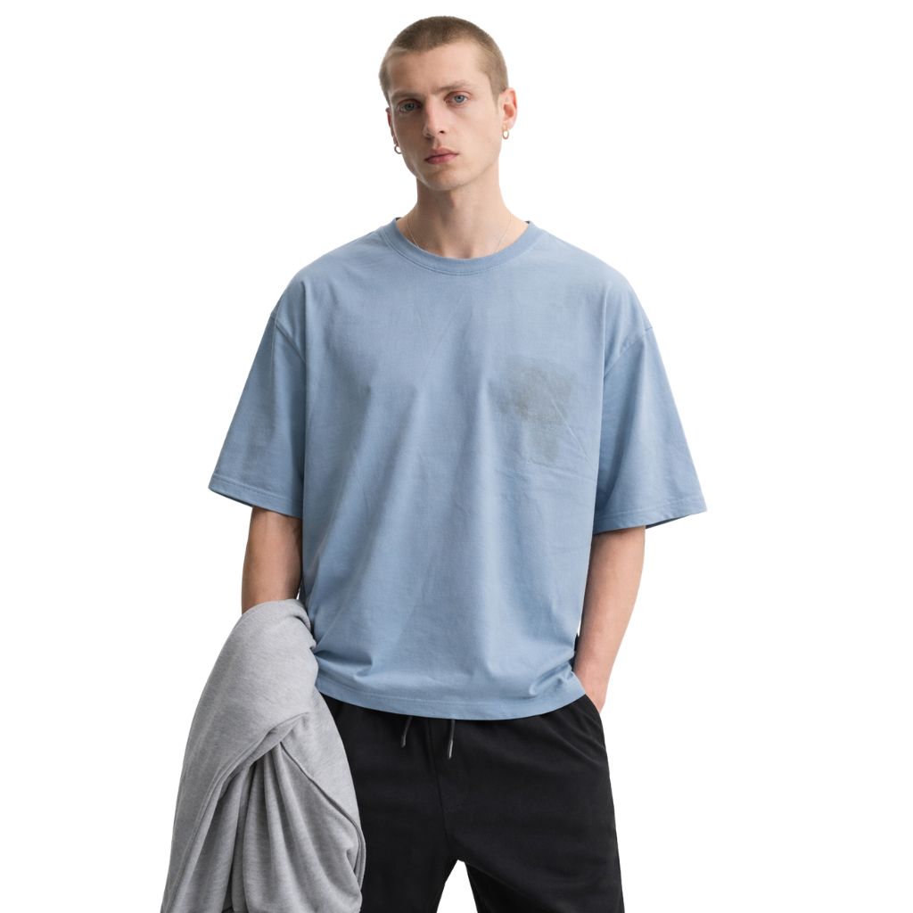 Sky Blue Front & Back Printed Oversized T-shirt (A-4206)