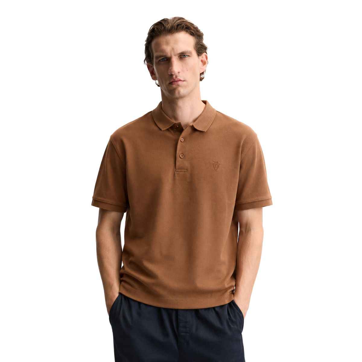 Copper Brown Honey Cumb Fabric Polo (A-3405)