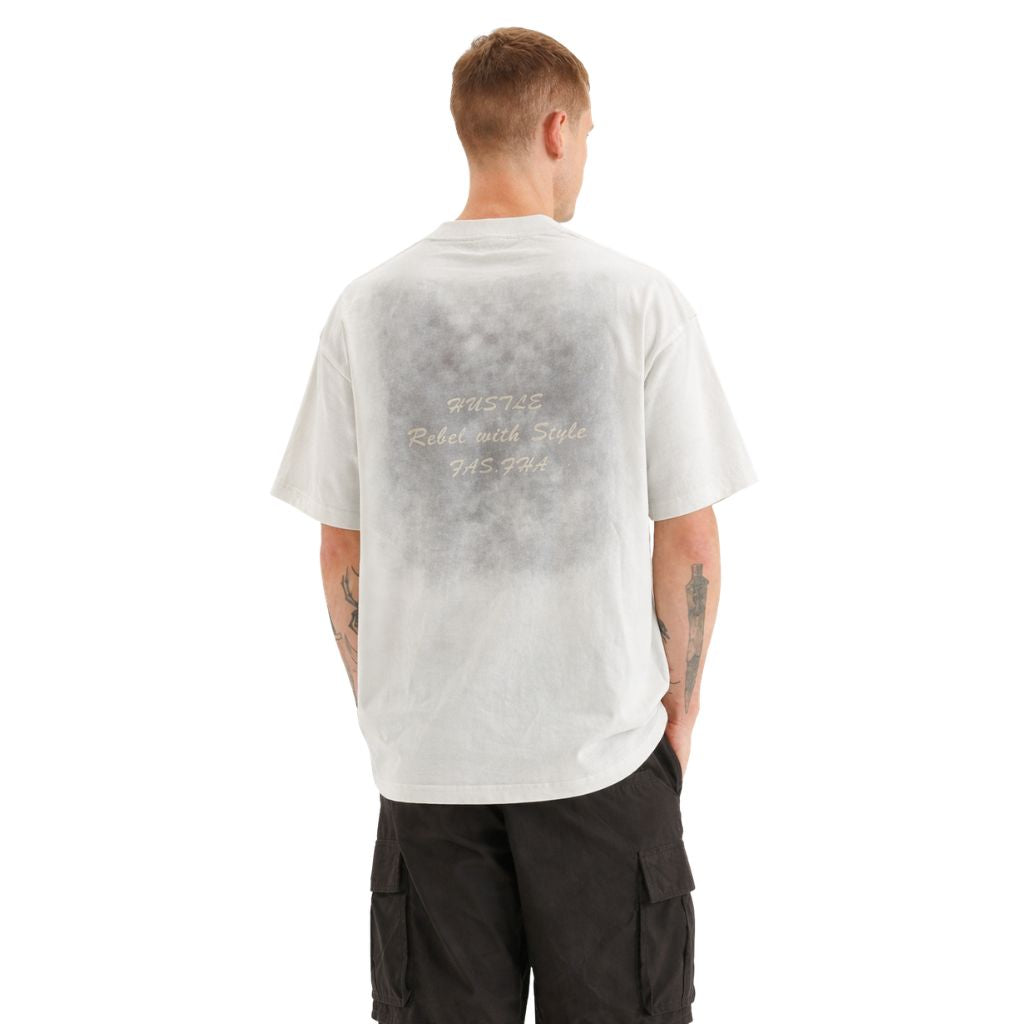 White Front & Back Printed Oversized T-shirt (A-4206)