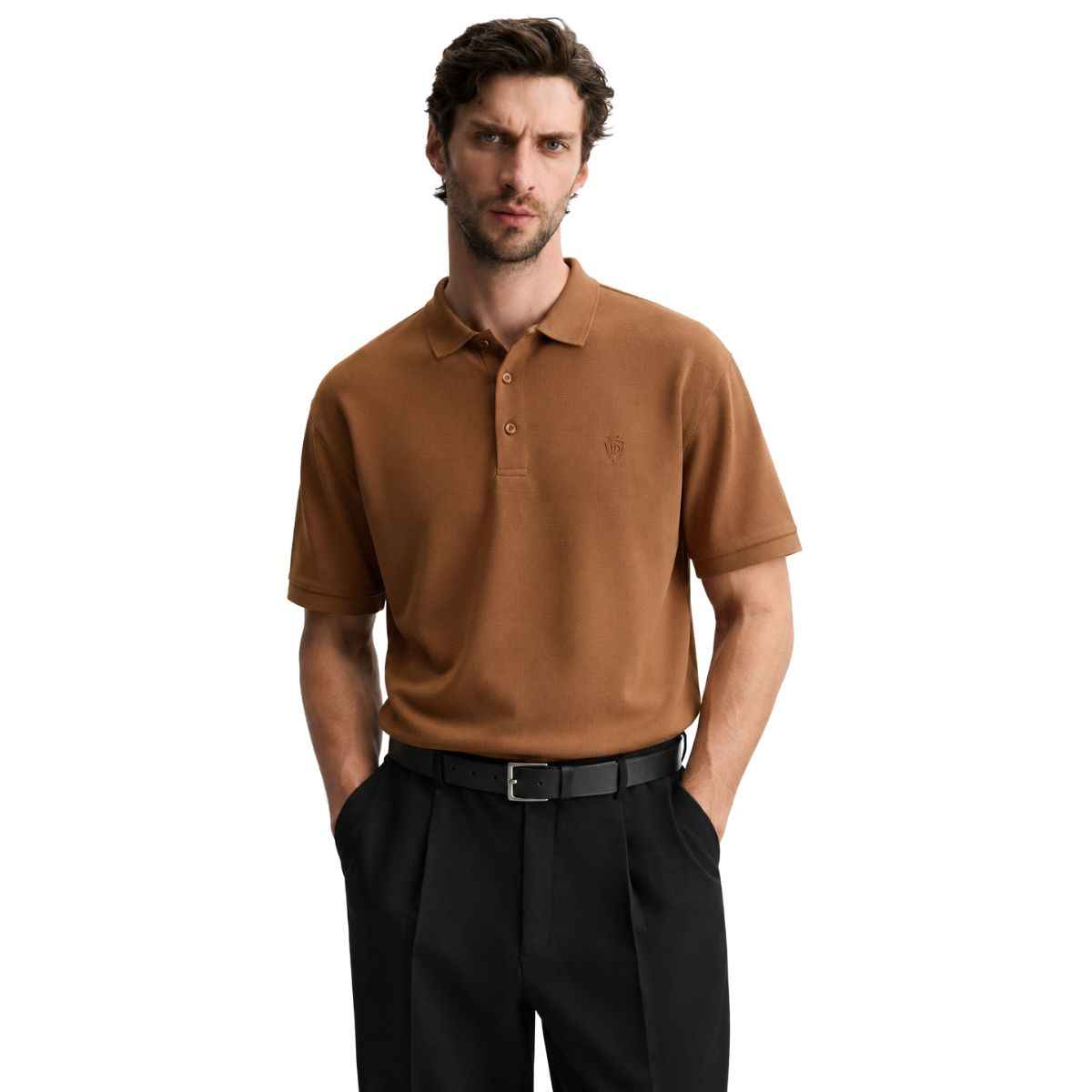 Copper Brown Honey Cumb Fabric Polo (A-3405)