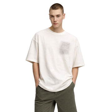 White Front & Back Printed Oversized T-shirt (A-4206)