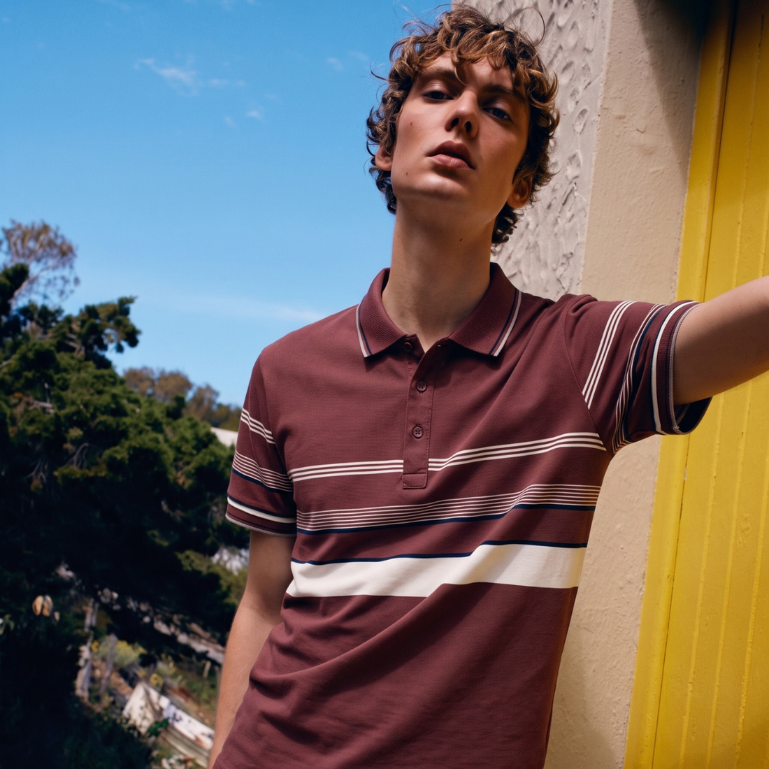 Maroon Color Elegant Style Stripes Polo (A-5011)