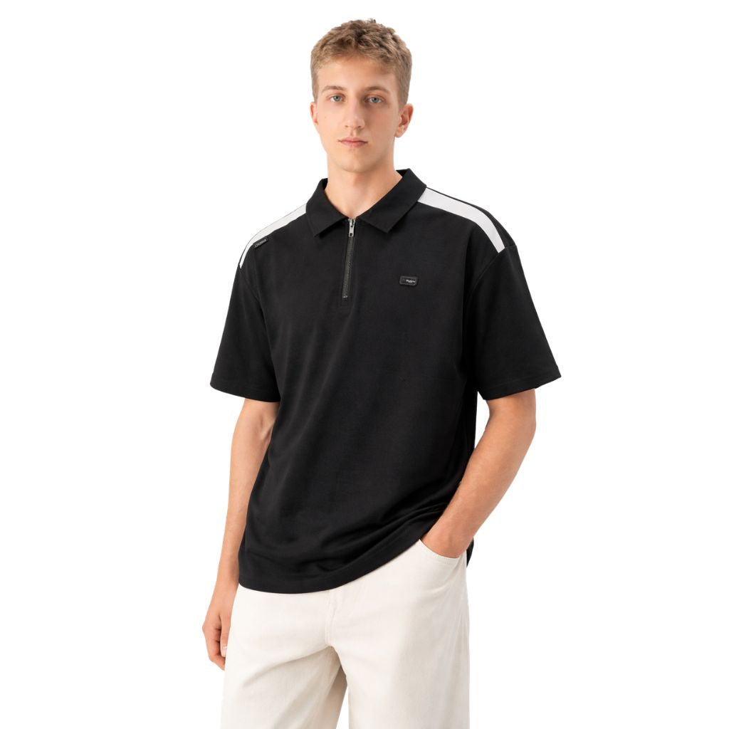 Black Half Zipper Premium Polo (A-4188)