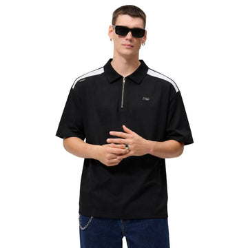 Black Half Zipper Premium Polo (A-4188)