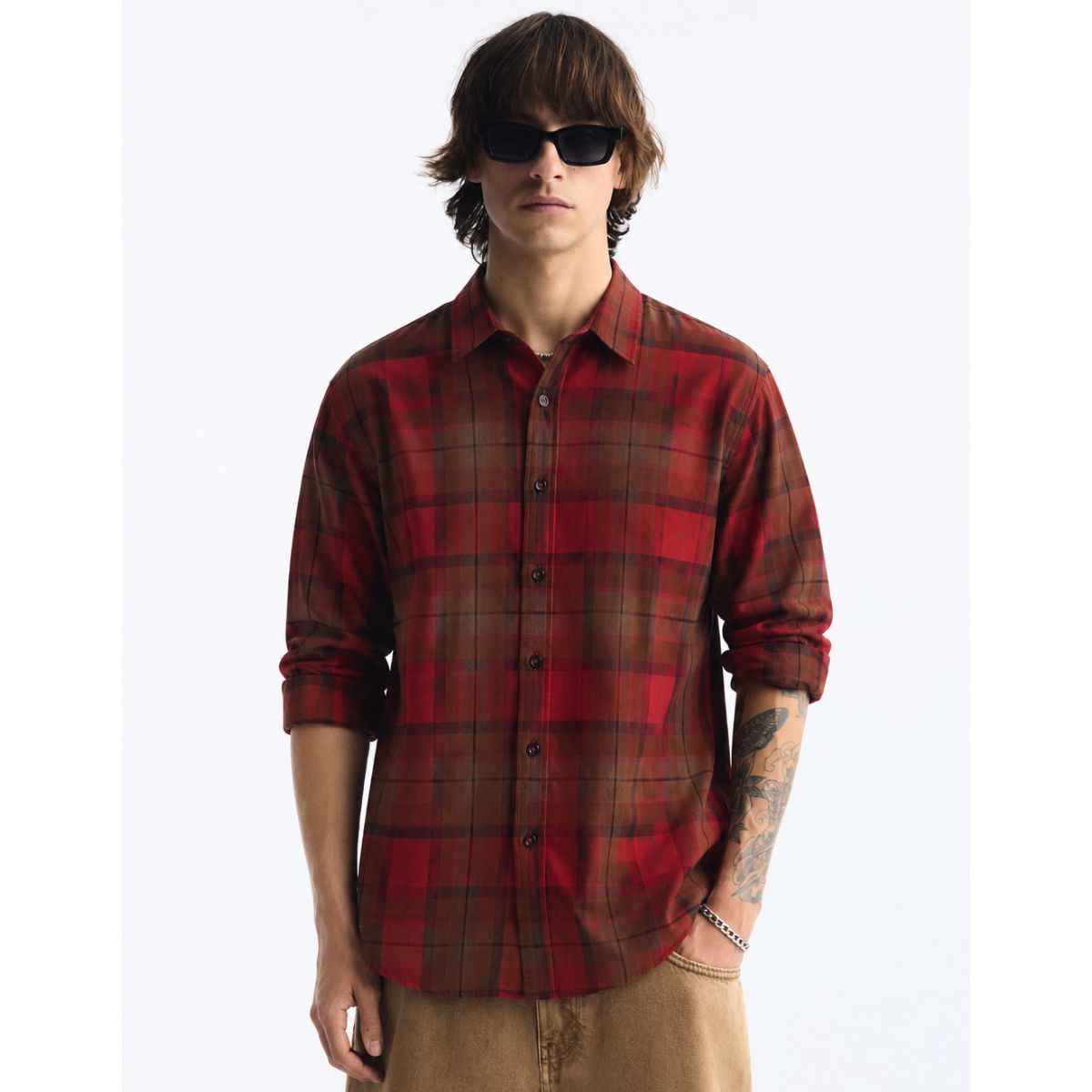 Maroon Casual Checkered Shirt (A-3064)