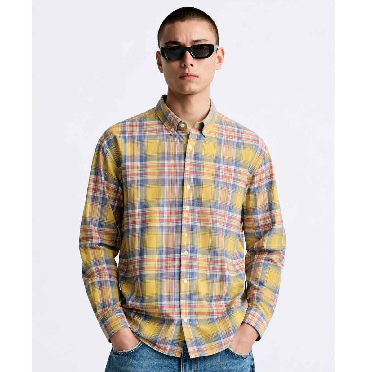 Light Yellow Casual Check Shirt (A-1421)