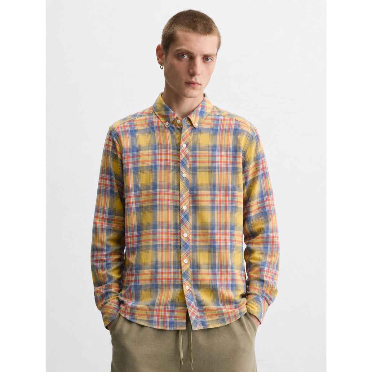 Light Yellow Casual Check Shirt (A-1421)