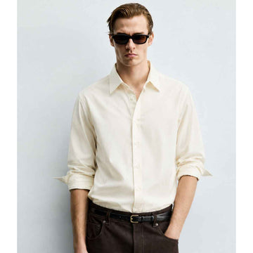 Off White Casual Plain Shirt (A-3063)