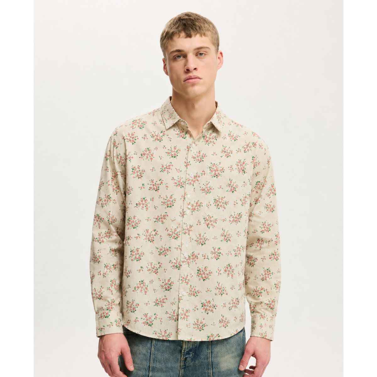 Mens Flower Printed Casual Shirt (A-2764)