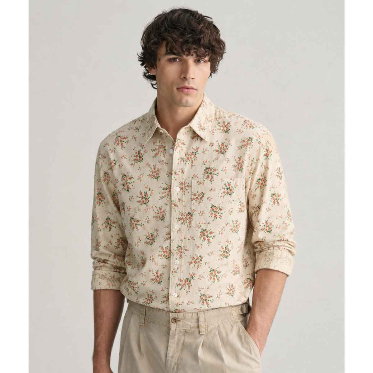 Mens Flower Printed Casual Shirt (A-2764)